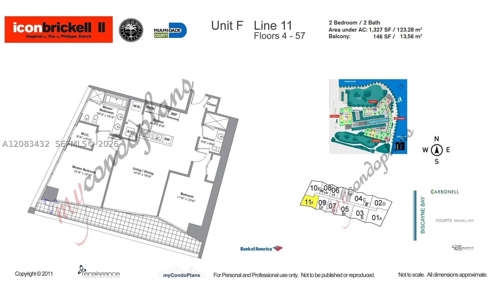 2+1 Condo — 495 Brickell Ave #2611, Miami, FL 33131